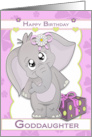 Happy Birthday Goddaughter with a cute Elephant cartoon card