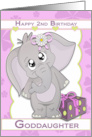 Happy 2nd Birthday Goddaughter white cute Elephant Cartoon card