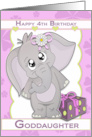 Happy 4th Birthday Goddaughter with cute cartoon baby Elephant card