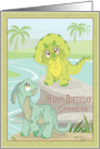 Happy Birthday Grandson with Happy Dinosaur Cartoons card