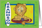 Happy Birthday Grandson with Circus Lion Cartoon card