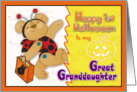 1st Halloween Great Granddaughter, Bear in Ladybug Costume card