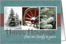 Happy Holidays from our Family to Yours with Pine Trees and Snow card