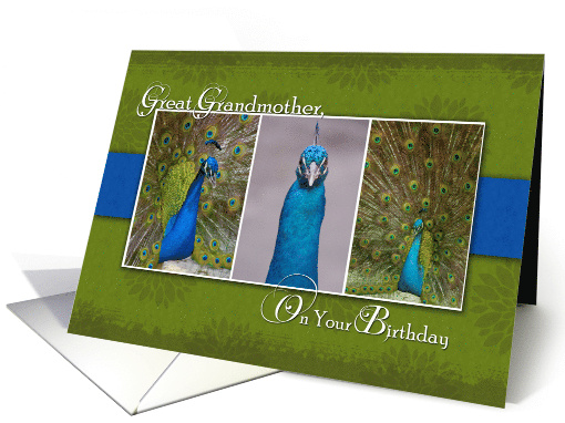 Peacock Birthday Card for Great Grandmother card (1000365)