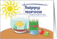 Goldfish, wheatgrass & apples Happy Norooz from our home to yours card