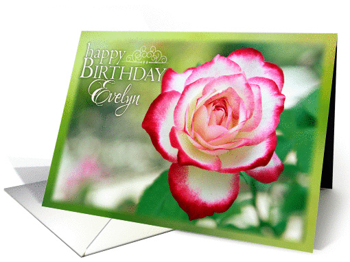 Happy Birthday, Evelyn- Pretty Rose in Garden card (1066915)