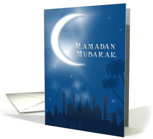 Ramadan Mubarak- Crescent Moon and Skyline card (1120710)