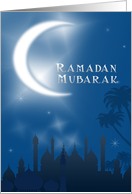 Ramadan Mubarak- Crescent Moon and Skyline card