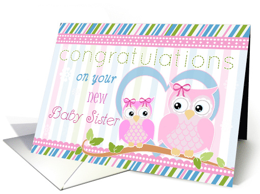 Congratulations on your New Baby Sister with Two Cute Owls card