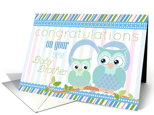 Congratulations on New Baby Brother with Two Cute Owls card (1142056)