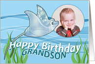 Cute Stingray Custom Photo Happy Birthday Grandson card