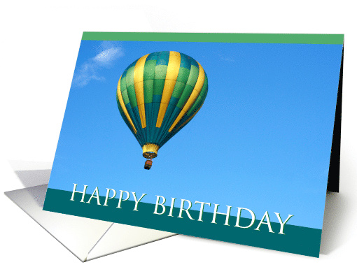 Happy Birthday Card with a Bright Colorful Hot Air Balloon Photo card