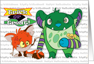 Cute Halloween Monsters Trick or Treat card