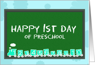 Happy 1st Day pf Preschool with Chalkboard and Numbers Train card