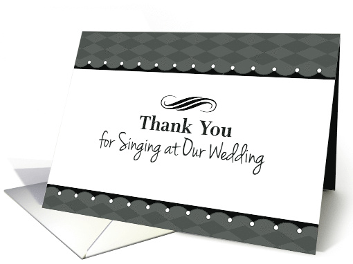 Thank You to Wedding Singer with Gray and Black Argyle Style card