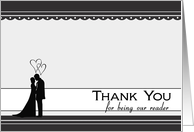 Thank You for Being Our Reader with Bride and Groom silhouette card