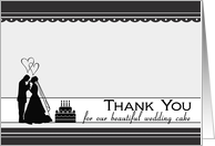 Thank You for Our Wedding Cake with Bride and Groom silhouette card