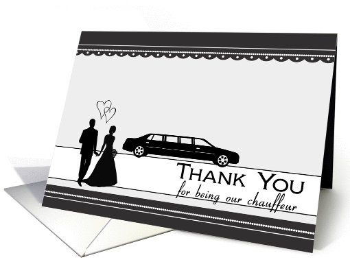 Thank you for being our Chauffer, Bride and Groom silhouette card