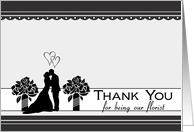 Thank you for being our Florist, Bride and Groom silhouette card