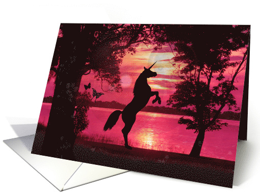 Magenta Fantasy Unicorn for Birthday card (1155108)