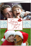Elegant Script and Bells- Tidings of Comfort and Joy- Custom Christmas card