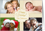 Happy Holidays Gold Prresent Wrapping -Custom Photo/Text card