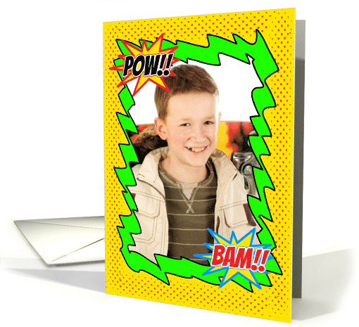 Superhero Comic Book Style Party Invite withCustom Photo card