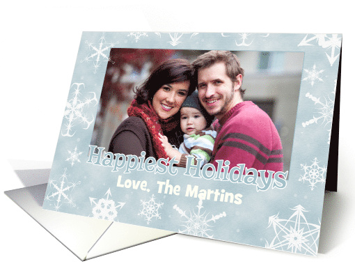 Happiest Holidays with Snowflake Frame Photo card (1189554)