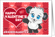 Happy Valentines Day Granddaughter with Cute Panda and Hearts card