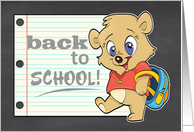 Back to School with Cute Bear Cub with Backpack card