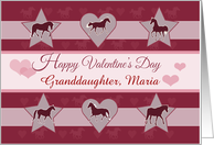 Horses Hearts and Stars Valentine for Granddaughter Customize Name card