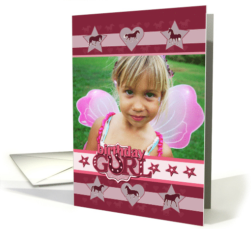 Horses Hearts and Stars Birthday Custom Photo card (1226684)