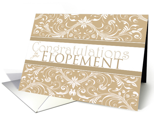 Congratulations on your Elopement with Neutral Sand Flourish card