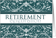 Retirement Celebration Invitation with Teal Blue Flourish card