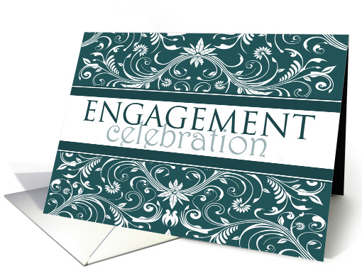 Engagement Celebration - Teal Blue Flourish card (1227110)
