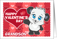 Happy Valentine’s Day Grandson withCute Panda and Hearts card