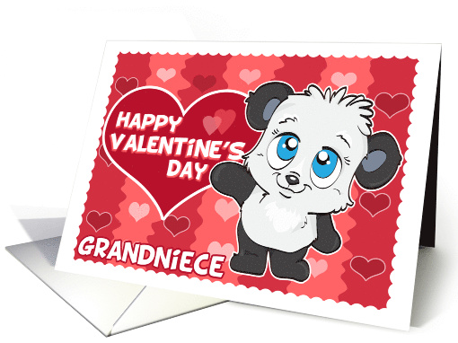 Happy Valentine's Day to Grandniece with Cute Panda and Hearts card