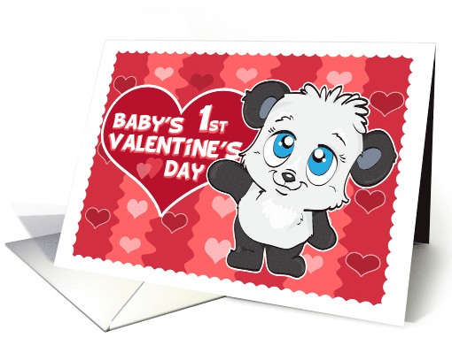 Babys 1st Valentine's Day Cute Panda and Hearts card (1232792)