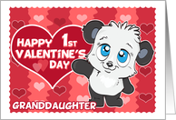 Happy 1st Valentines Day Granddaughter Cute Panda and Hearts card