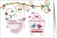 Happy Valentines Day to Brother and Sister-in-Law Birds and Birdcage card
