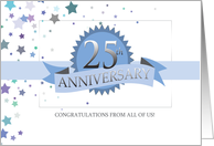 25th Business Anniversary 25 years Ribbon Award Stars card