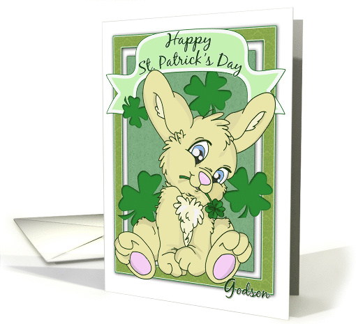 Happy St. Patrick's Day to Godson with Cute Bunny Leaf Clover card