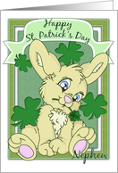 Happy St. Patrick’s Day to Nephew with Cute Bunny and Clover card