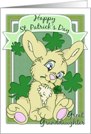 Happy St. Patrick’s Day Great Granddaughter with Cute Bunny and Clover card