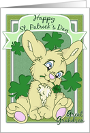 Happy St. Patrick’s Day to Great Grandson with Cute Bunny and clovers card