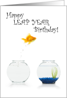 Leap Year Birthday with Jumping Goldfish from Goldfish Bowls card