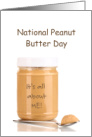 National Peanut Butter Day with Jar of Peanut Butter and Spoon card