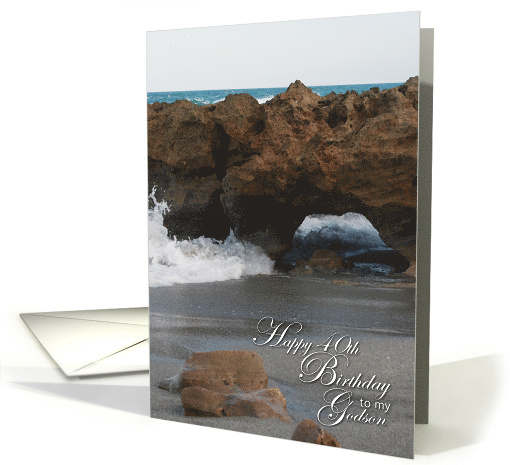 40th Birthday to my Godson with Beach Waves and Rocks card (1244426)