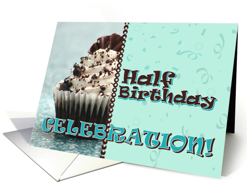 Half Birthday Party Invite- Half Cupcake card (1245196)
