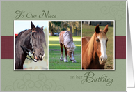 Happy Birthday to our Niece with Trio of Horse Photos card